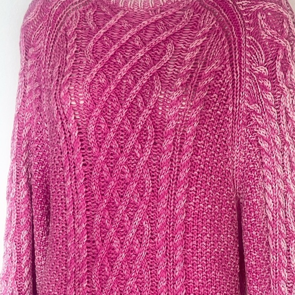 Free people sweater dress pink cable knit long sleeve pullover tunic size xs - Picture 3 of 8